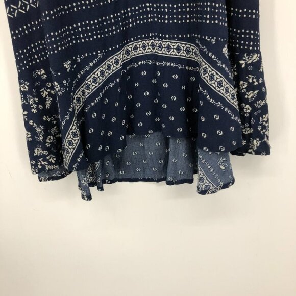 Vince Camuto Navy Ditsy Floral Liberty geometric Print ruffle midi dress S - Picture 10 of 16